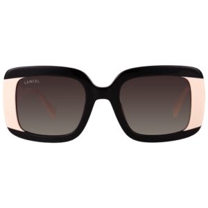 sunglasses lancel women square shape black and beige acetate grey lenses uv protection