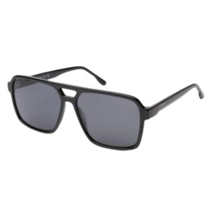 sunglasses hoffman men aviator shape black acetate frame polarized grey lenses uv protection