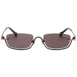 sunglasses zeus and dione unisex rectangular shape black-gold metallic griff frame grey lenses uv protection