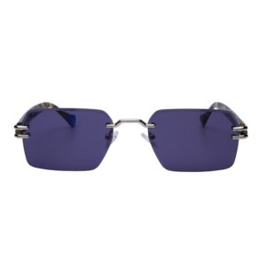 sunglasses urban owl unisex square shape griff frame silver color black acetate temples purple lenses uv protection