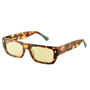 sunglasses tailor made unisex rectangular shape brown havana acetate yellow lenses uv protection