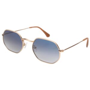 sunglasses tailor made unisex polygonal shape gold metallic frame gradient blue lenses antireflective coating uv protection