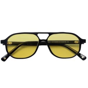 sunglasses bali unisex aviator shape black acetate yellow lenses uv protection