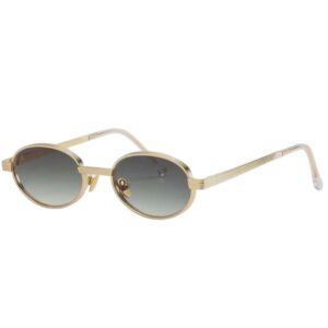 sunglasses bali unisex oval shape gold metallic frame gradient green lenses uv protection