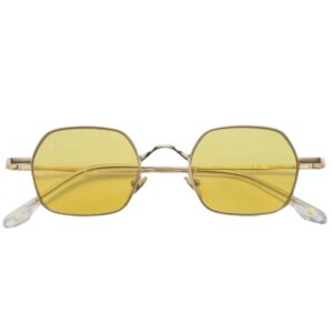 sunglasses bali unisex polygonal shape gold metallic frame yellow lenses uv protection