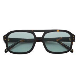 sunglasses bali men aviator shape dark brown havana acetate aqua lenses uv protection
