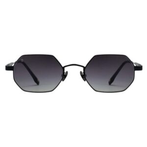 sunglasses bali polygonal shape matte black metallic frame gradient grey lenses uv protection