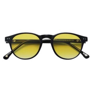 sunglasses bali unisex round shape black acetate gradient yellow lenses uv protection