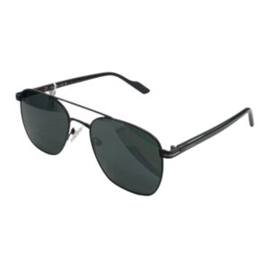 sunglasses hoffman aviator shape black metallic frame grey mineral glass lenses antireflective coating uv protection
