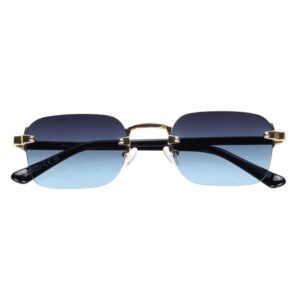 sunglasses johnocera unisex square shape gold metallic griff frame black acetate temples gradient blue lenses uv protection