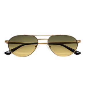 sunglasses johnocera unisex aviator shape matte gold metallic frame gradient green lenses uv protection