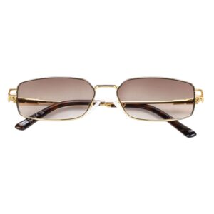 sunglasses johnocera unisex rectangular shape gold metallic frame gradient brown lenses uv protection