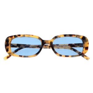 sunglasses johnocera women rectangular shape tortoise shell acetate aqua lenses uv protection
