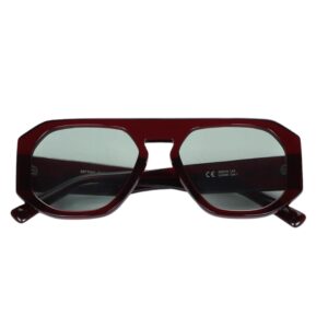 sunglasses johnocera unisex square shape burgundy acetate green lenses uv protection