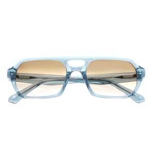 sunglasses johnocera men aviator shape transparent blue acetate gradient brown lenses uv protection