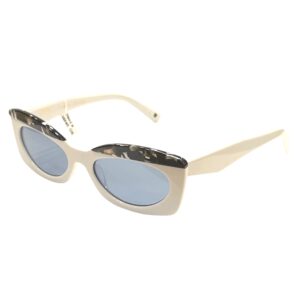 sunglasses touch women cat eye white acetate tortoise shell details aqua lenses uv protection