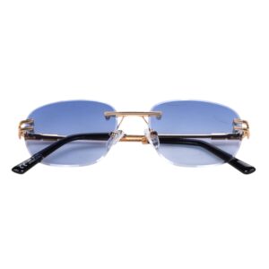 sunglasses johnocera unisex square shape gold metallic griff frame gradient blue lenses un protection