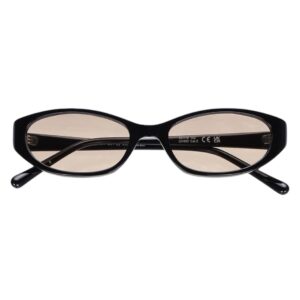 sunglasses johnocera women oval shape (slightly butterfly) black acetate brown lenses uv protection