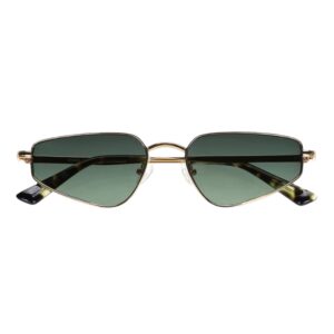 sunglasses johnocera unisex geometrical shape gold metallic frame green lenses uv protection