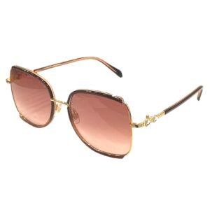 sunglasses mila zb women geometrical shape gold and brown mixed frame gradient brown lenses uv protection