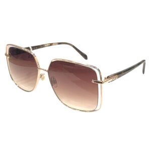 sunglasses mila zb women geometrical shape gold metallic frame gradient brown lenses uv protection