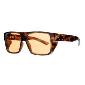 sunglasses suns good men square shape brown havana bio-based rilsan frame orange lenses uv protection